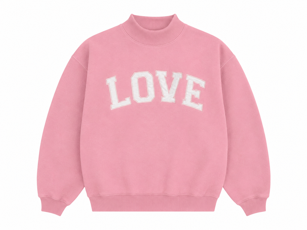 Pink Mockneck 'LOVE' Sweatshirt